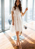 Vestido midi bohemio de encaje blanco con cuello redondo gitano Ruth